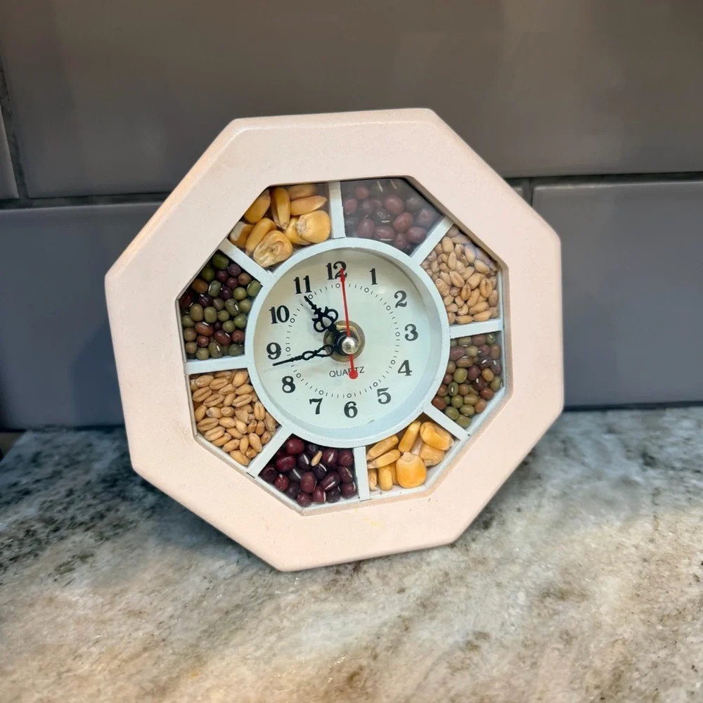 Decorative Octagonal Grains Seeds Kitchen Clock